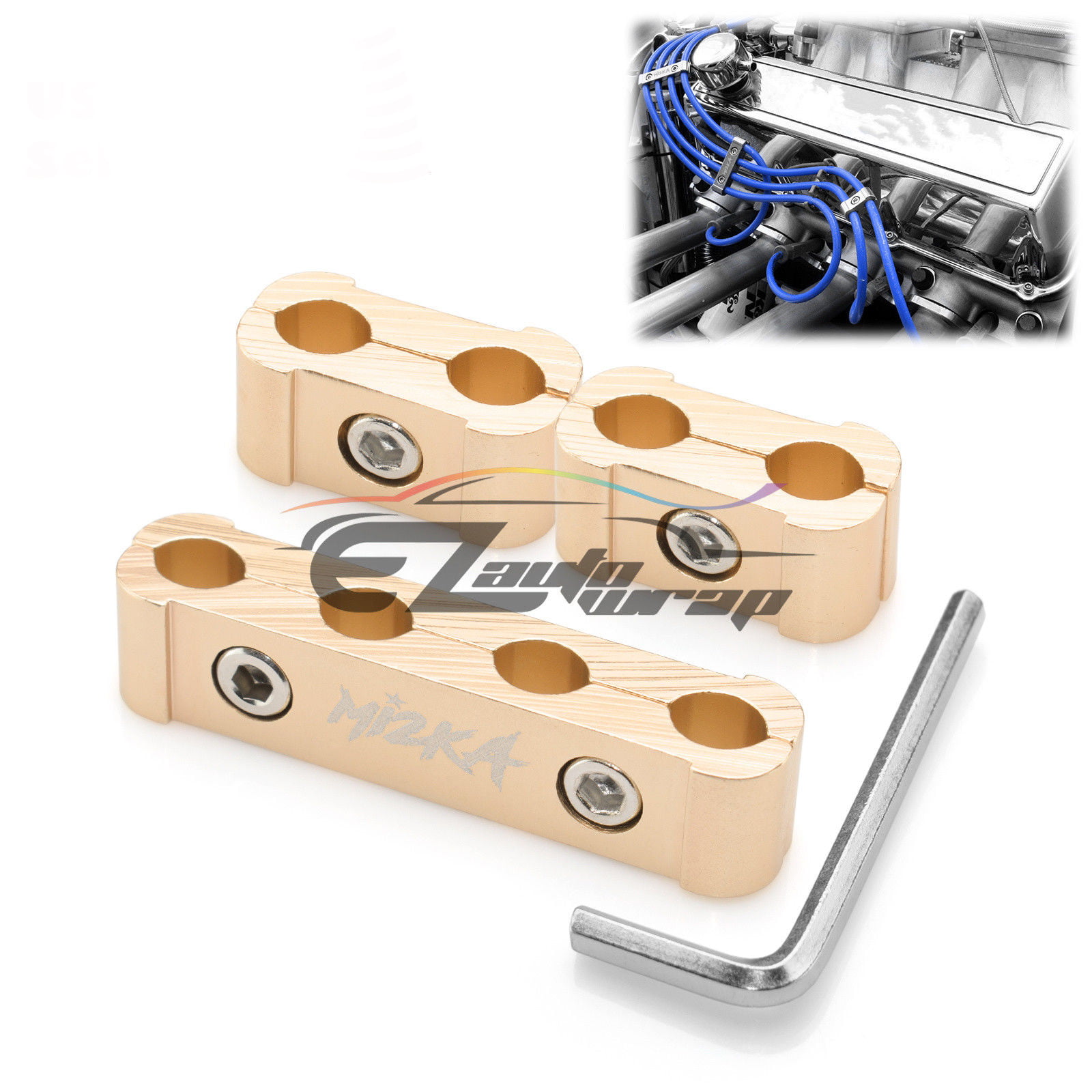 3Pcs Silver Aluminum Engine Spark Plug Wire Separator Divider Organizer Clamp