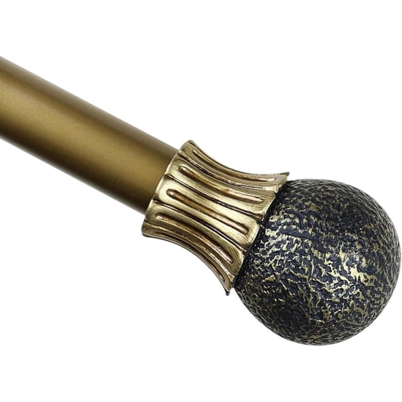 Urbanest Adjustable Single Curtain Rod Set Burnt Gold Dovato Finials – 1 - Inch Diameter, With Renaissance Gold Rod, 48–84 Inches