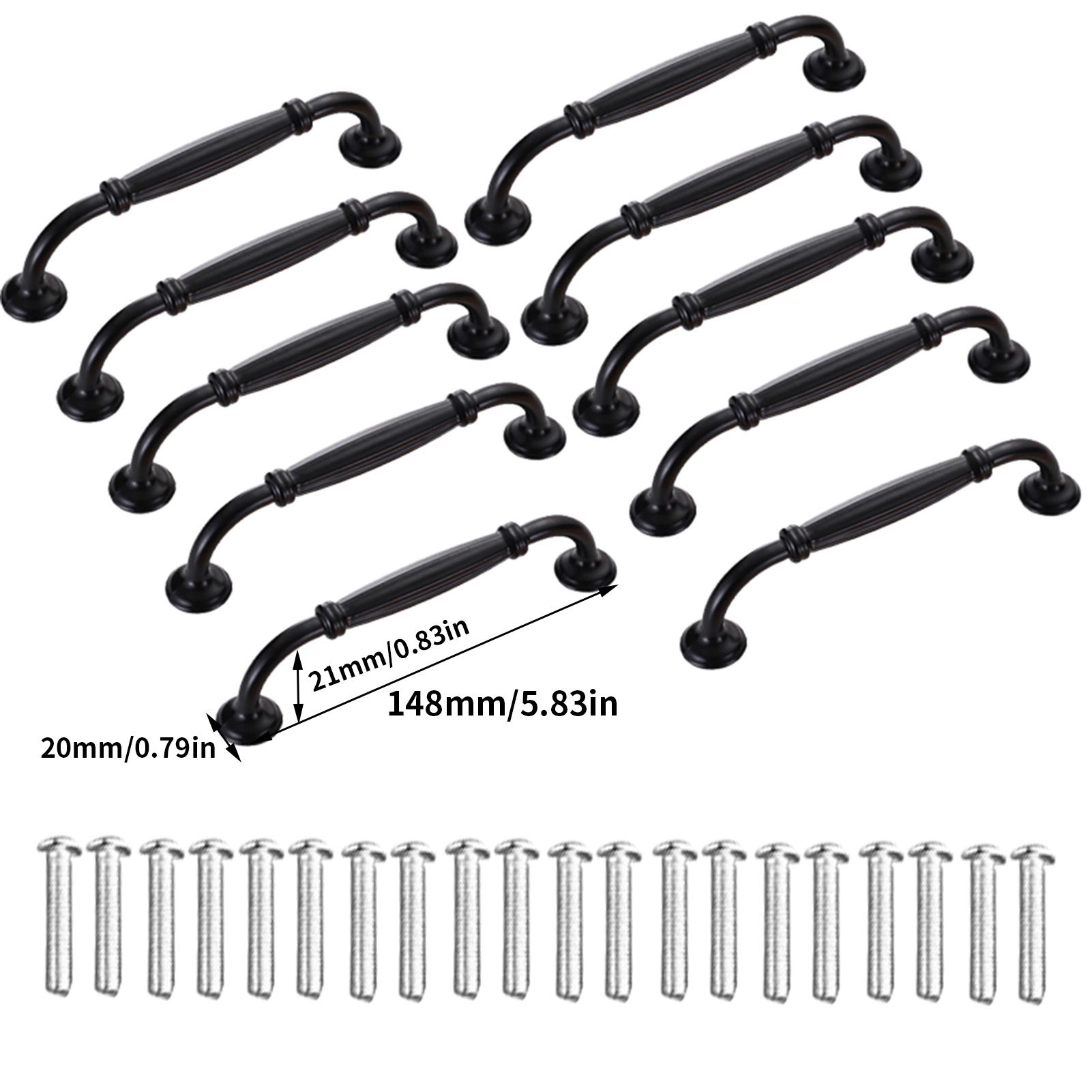 Teblacker Matte Black Kitchen Door Handles, Antique Vintage