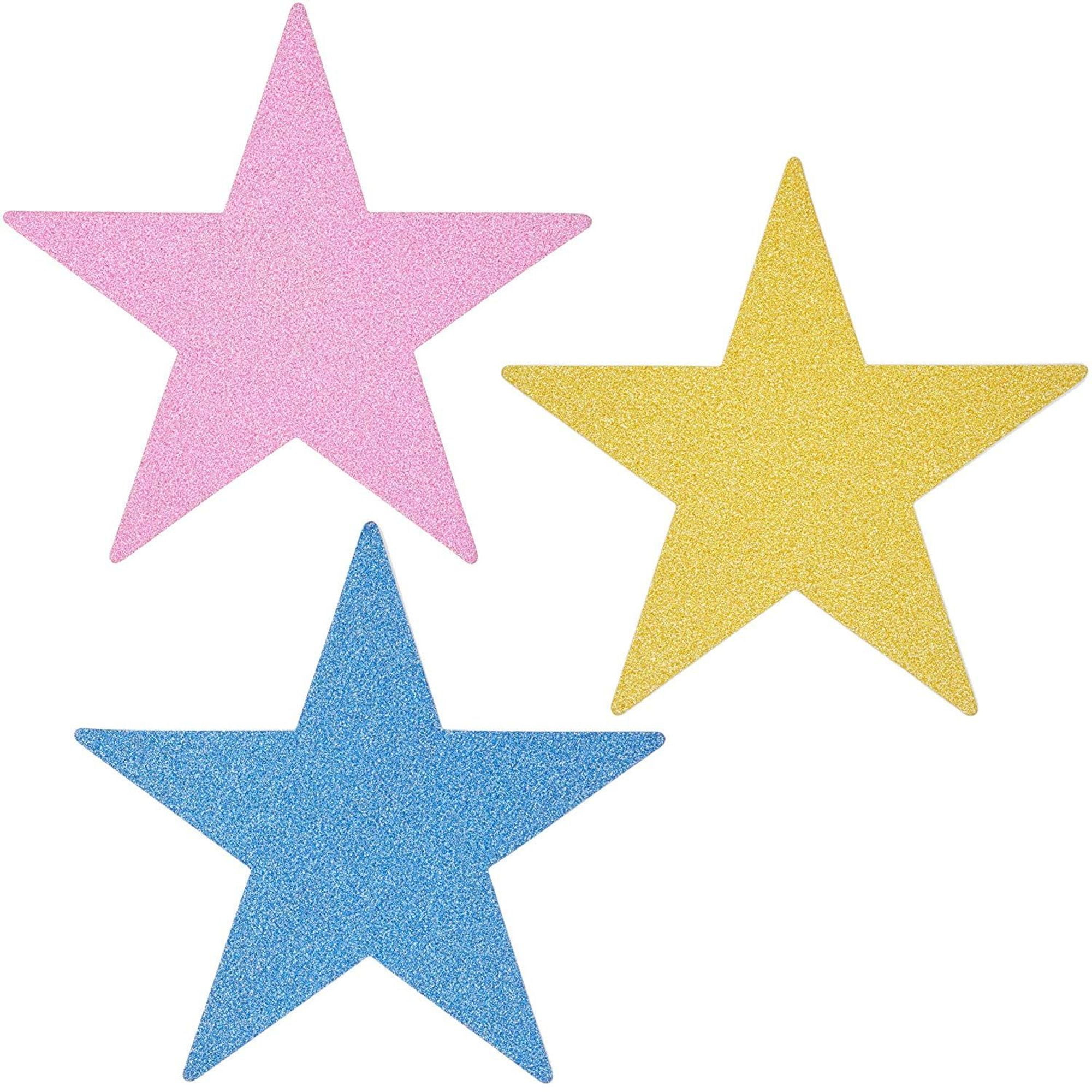 Glitter Star Cutouts (60 Count), 6 Colors
