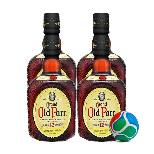 4 Whisky Grand Old Parr 12 años Blend 750 ml + Balón Mini