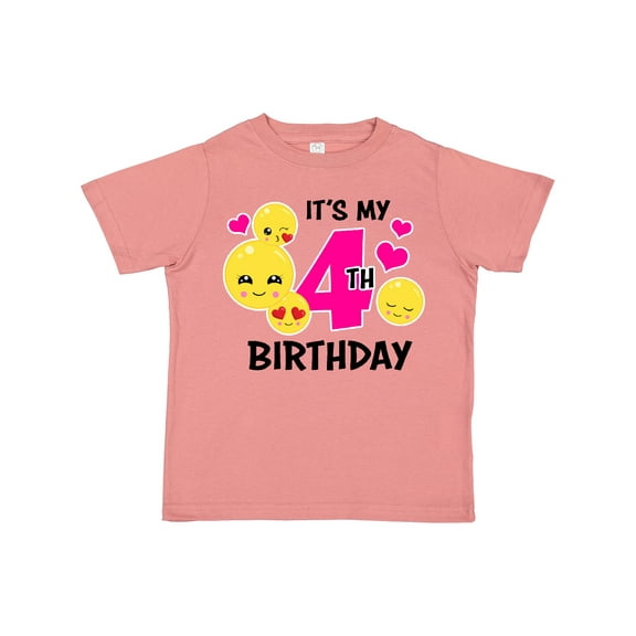Inktastic Its My 4th Birthday with Smiling Emoticons Girls Toddler T-Shirt