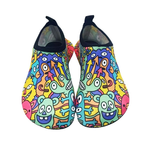 LIIPEE Girls Boys Sneakers Summer Fashion Cartoon Printed Footwear Closed Toe Non- Soft Sole Water Shoes Child Casual Beach Sneaker,Black1,1.5-2.5 Years