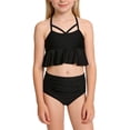 thumbnail image 3 of LckLvx Cute Swimsuits for Girls Bikini 2 Piece Ruffle Sleeveless Swim Tops and Ruched Bottoms 2 Piece Set 2-12Years, 3 of 6