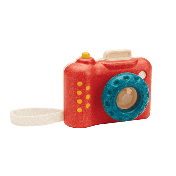 PlanToys® My First Wooden Toy Camera for Toddlers | Kaleidoscope Lens & Clickable Shutter | Montessori-Inspired Pretend Play Camera | Eco-Friendly Sensory Toy for Kids Ages 18  Months