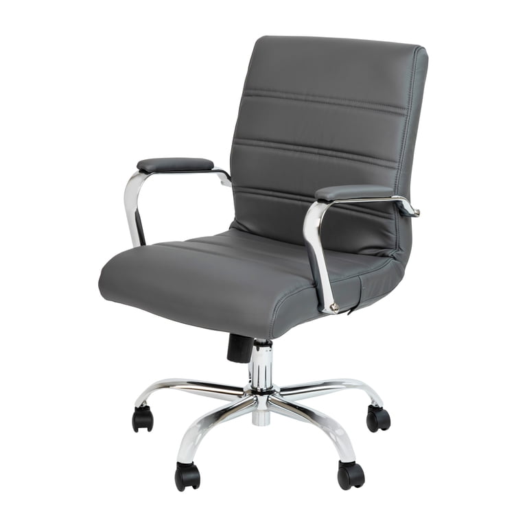 Flash Furniture Whitney Mid-Back LeatherSoft Executive Chair, Gray photo 1
