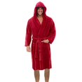 thumbnail image 1 of WZXFASHION Men's Winter Plush Lengthened Shawl Bathrobe Home Clothes Long Sleeved Robe Coat Intimates Red L, 1 of 7