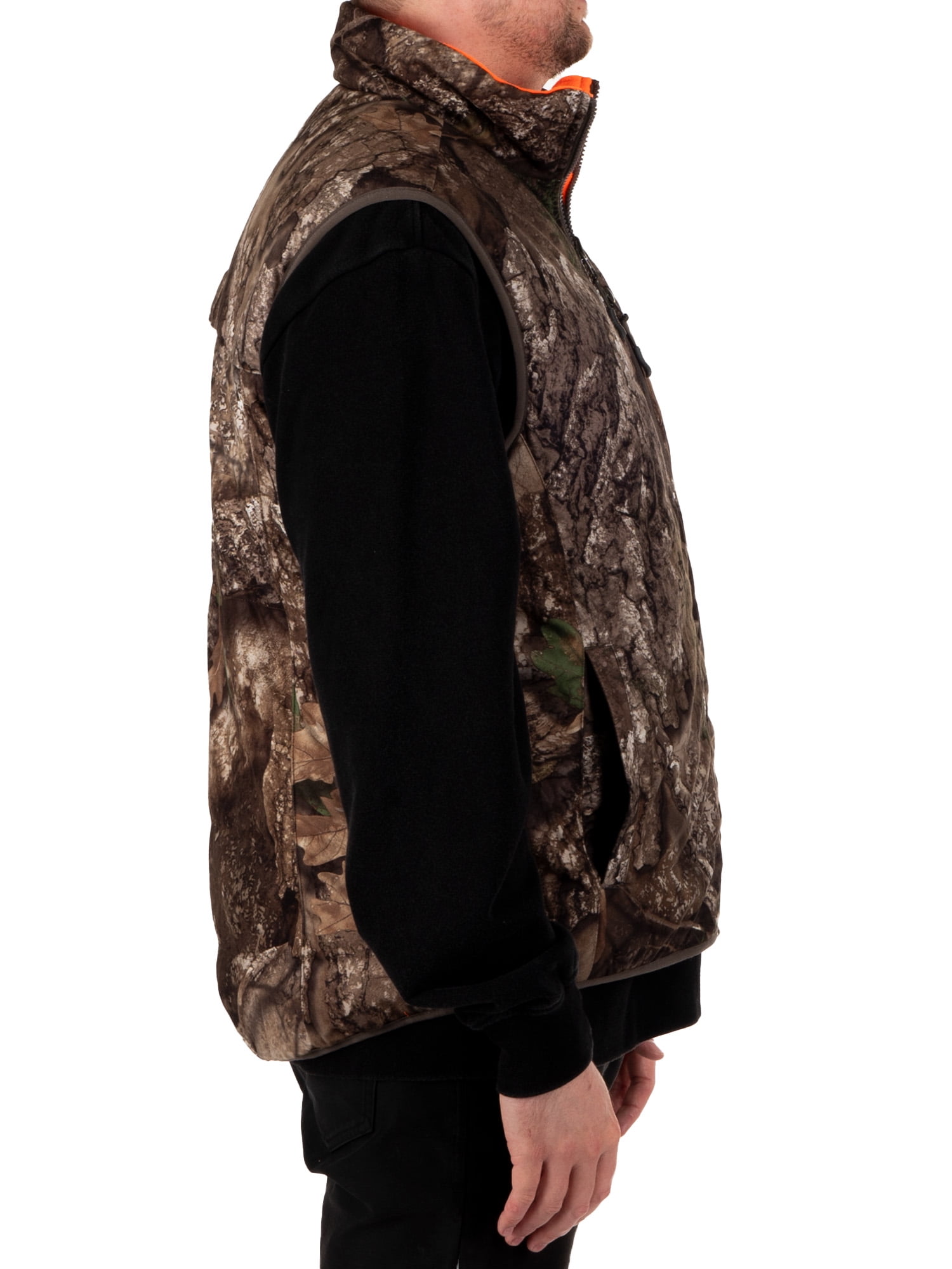 Realtree Men's Reversible Camo and Blaze Full-Zip Hunting Vest, Realtree APX, XL