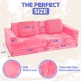 thumbnail image 2 of Contour Comfort 14-Piece Modular Kids Play Sofa – Convertible Foam Couch Set for Playroom & Lounge, Soft & Washable, Pink, 2 of 8