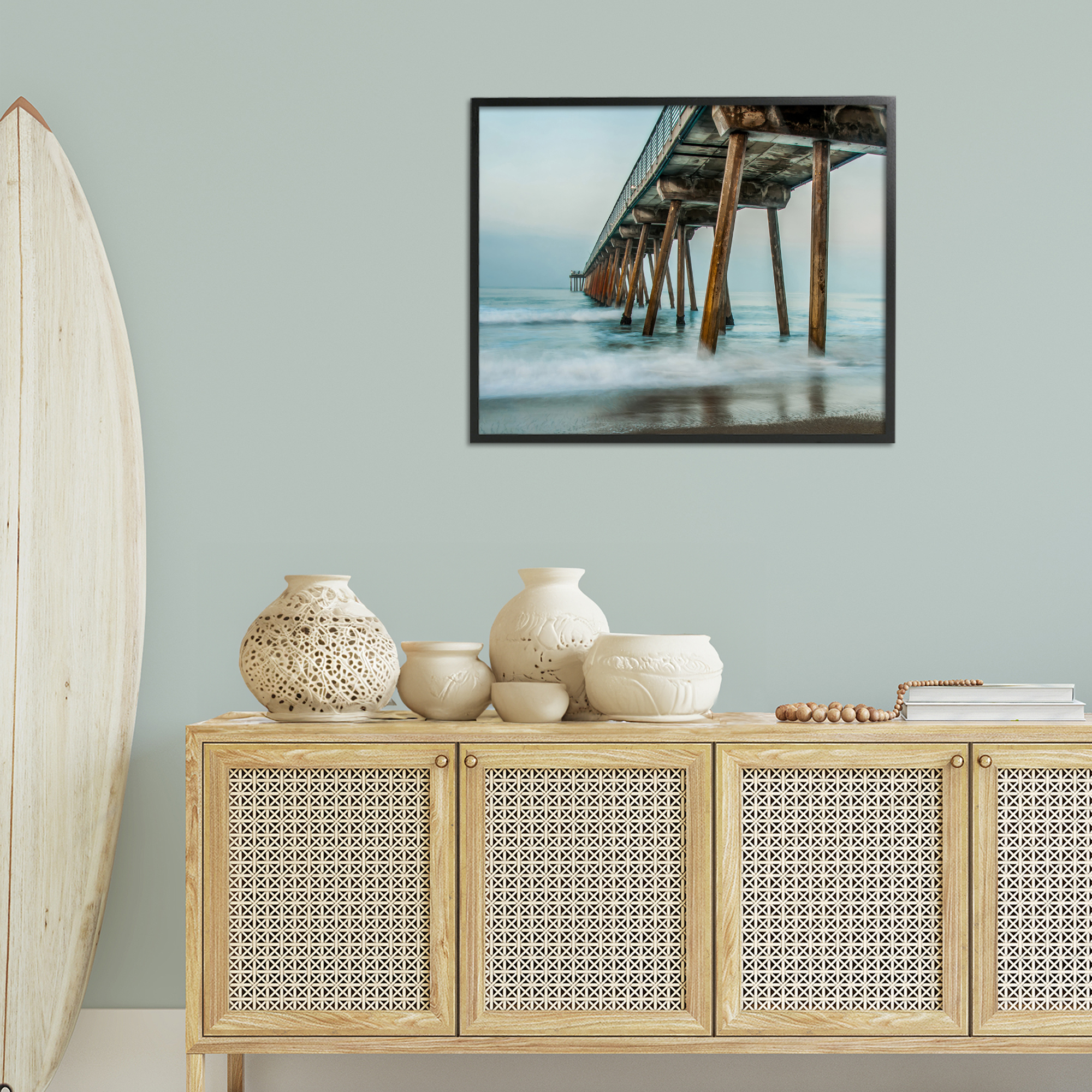 Stupell Industries Summer Dock Splashes Landscape Photography Black Framed Art Print Wall Art, 30 x 24