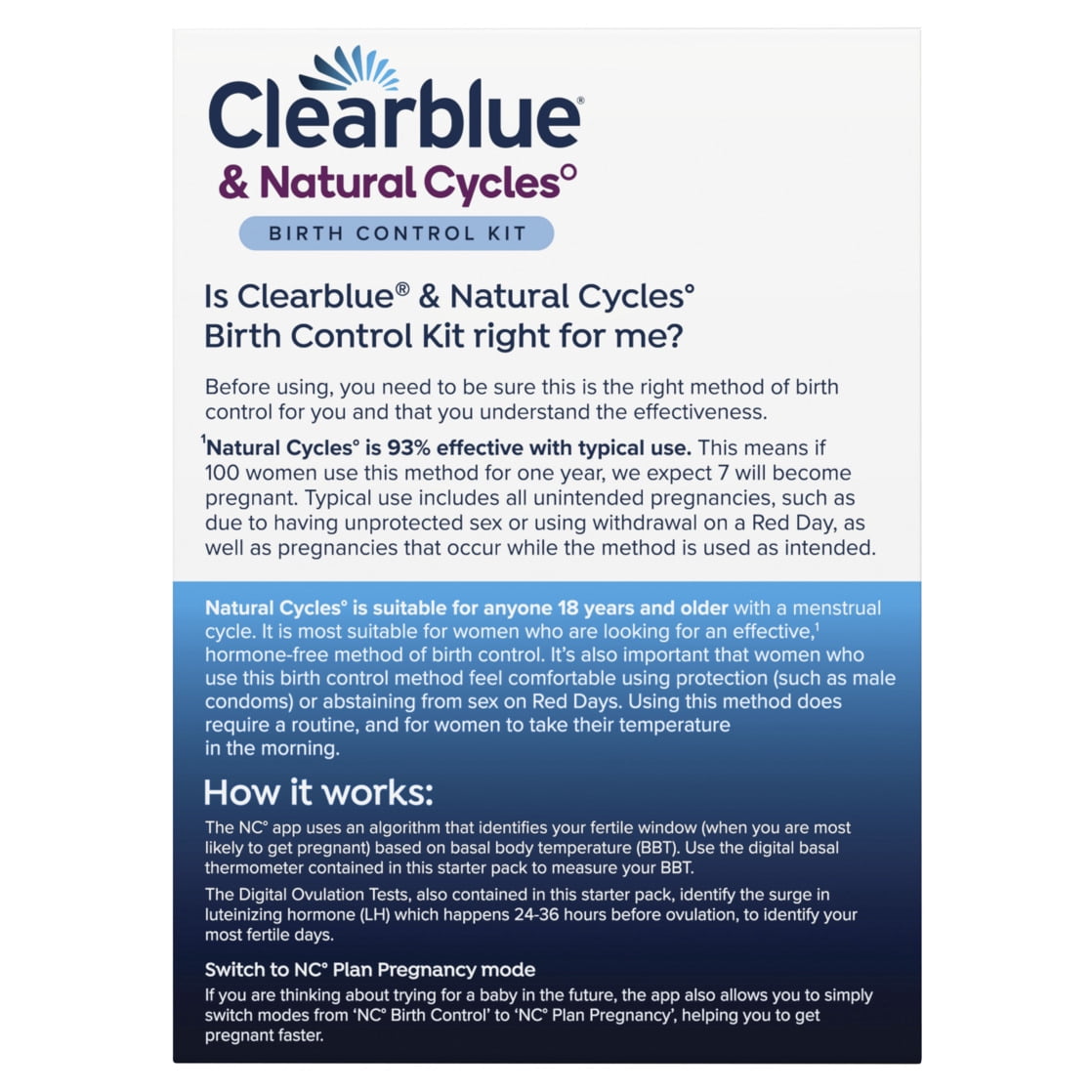Clearblue & Natural Cycles Hormone-free Birth Control Kit Starter Pack, 3 month subscription to the Natural Cycles app, 15 Digital Ovulation Tests, 1 Digital Basal Thermometer