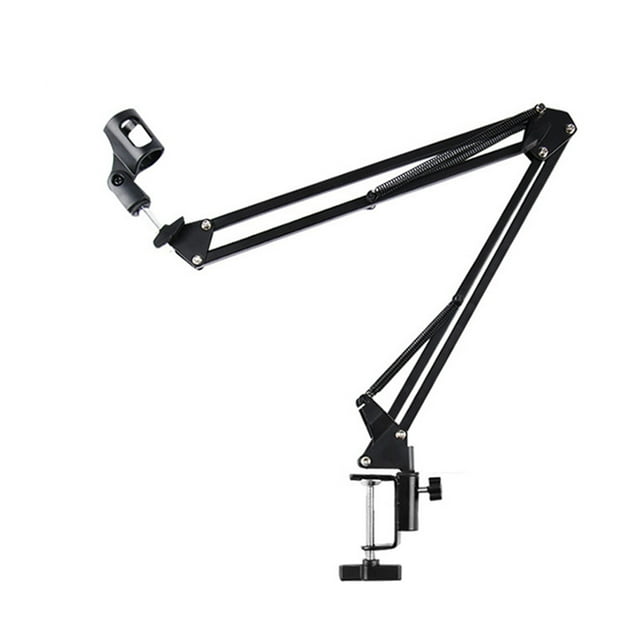 Soporte de brazo para micrófono con suspensión ajustable y soporte de tijera para micrófono. Soporte de escritorio para micrófono con clip.