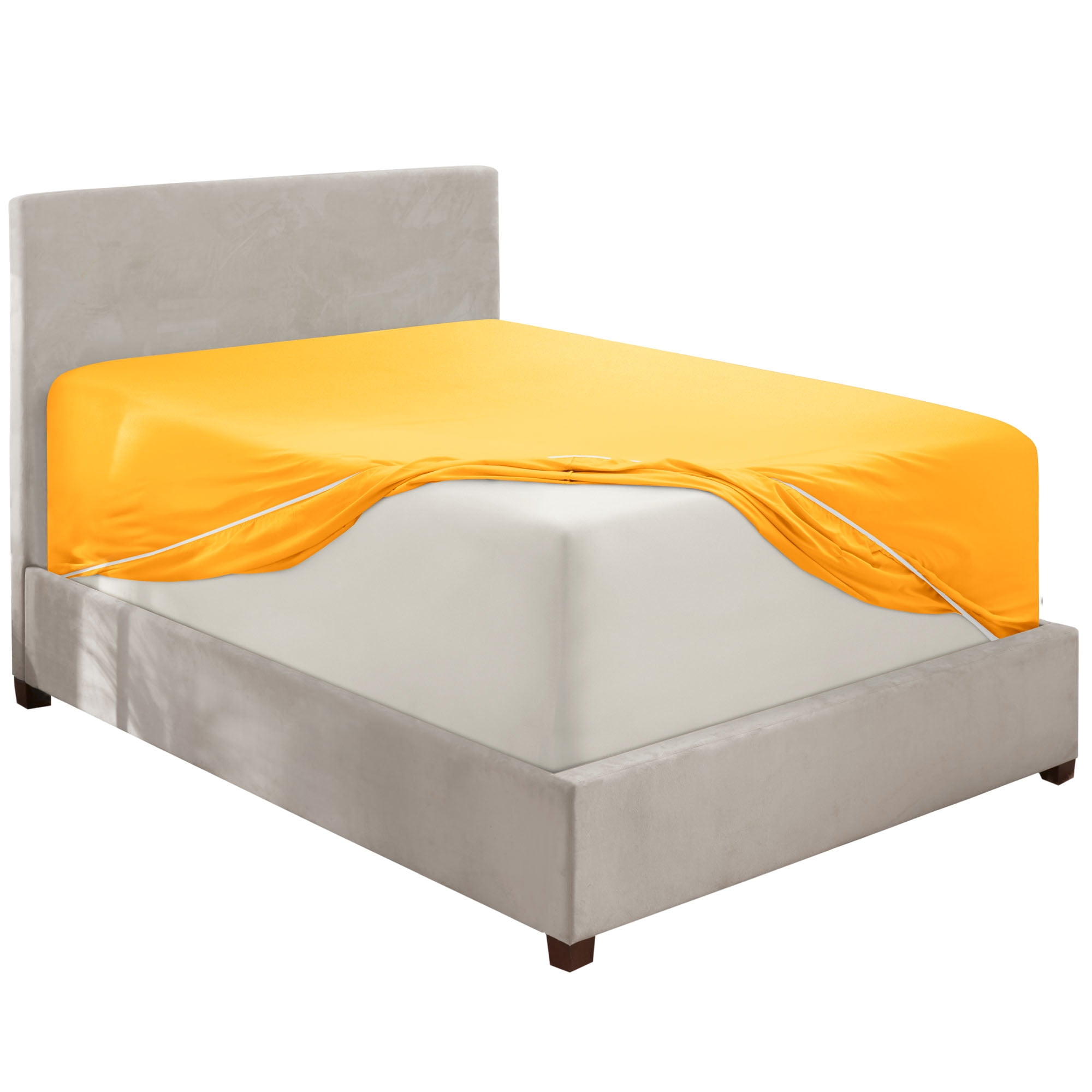 Premium 1800 Collection 18" - 21" Extra Deep Pocket Fitted Sheet, Fits High Profile Mattresses with Toppers, Double Brushed Soft Microfiber, Hypoallergenic, Full Size - Yellow