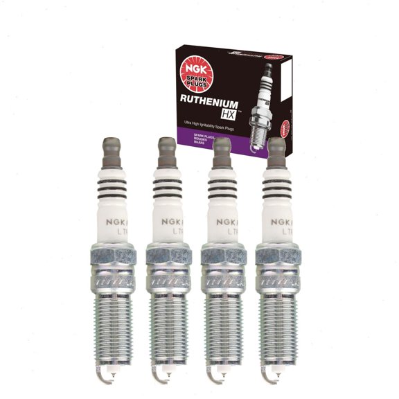 4 pc NGK Ruthenium HX Spark Plugs compatible with Ford Focus 2.0L 2.3L L4 2013-2018