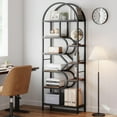 thumbnail image 1 of BeesClover 6-Tier Arched Bookshelf, 82" Tall Modern Bookcase with Geometric Metal Frame, Gold and White Open Storage Shelf for Living Room, Home Office, 1 of 8