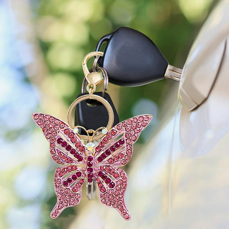 Pikadingnis Rhinestone Butterfly Keychain Sparkling Key Chain