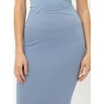 thumbnail image 5 of Women Solid Basic Casual Stretch Elastic Waist Bodycon Midi Pencil Skirt, 5 of 5