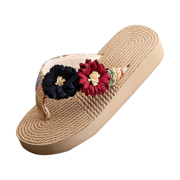 Otqutp Kids Boys Girls Flip Flops Cute Floral Decor Quick-Dry Beach Pool Thong Sandals Non-slip Soft Sole Open Toe Slippers