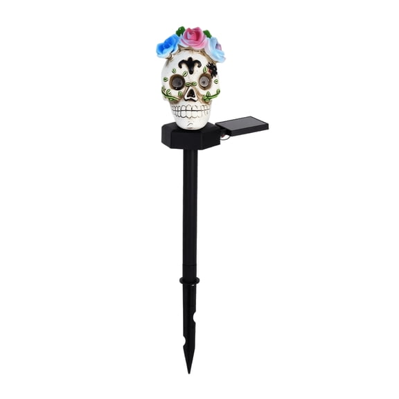 Outdoor Halloween Decorations Yard Solar Sugar Skull Garden Stake Light for Lawn Patio Spooky Day of The Dead Decor