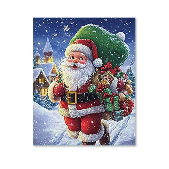 Snowy Santa Claus Poster Canvas- Perfect for Wall Artrations, Dining Room Decor, Bedroom Art, Wall Decor Living Room, Wall Art, Frameless 8x10inch