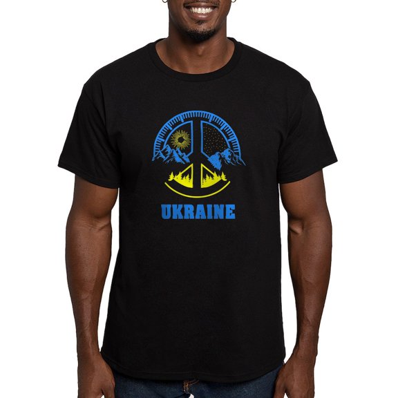 CafePress - Ukraine Flag Ukrainian Pride Peace Symbol T Shirt - Men's Fitted T-Shirt