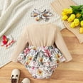 thumbnail image 4 of Odeerbi Infant Boys Girls Long Sleeve Rib Knit Romper Fall Winter Ruffle Floral Jumpsuit Children's Solid Color Knitted Color Block Bodysuit Onesie Infant Clothes Beige, 4 of 5