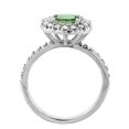 thumbnail image 2 of 10K White Gold Natural Green Amethyst Ring Round 8mm Floating Halo Diamond, size 8, 2 of 4