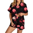 thumbnail image 3 of MuXiKeJi Clothes Halloween Pajamas Women,Halloween Pajama Women Set Ghost Pumpkin Print Short Sleeve Button Shirts Matching Shorts Set Cute Plus Size Pjs,Women Halloween pjs, 3 of 5