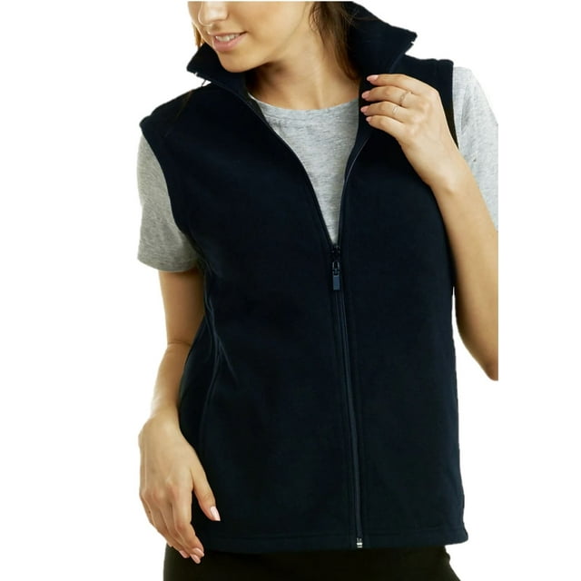 Women's Full Zip Polar Fleece Vest, Navy S, 1 Count, 1 Pack
