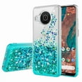 thumbnail image 2 of Liquid Glitter Phone Case for Nokia X100 Case Cover w/Tempered Glass Screen Protector - Clear/Teal, 2 of 5