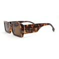 thumbnail image 3 of Iconic Squared Rectangle Plaid Pattern Thick Arm Mod Fashion Sunglasses Tortoise - Brown, 3 of 4