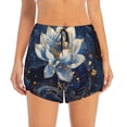 thumbnail image 2 of Daiia Blue Golden Dream Lotus Pattern Women's 2 in 1 Running Shorts - Lightweight Athletic Workout Gym Yoga Shorts Liner with Phone Pockets-X-Large, 2 of 7