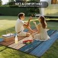 thumbnail image 4 of Farmhouse Navy Blue Brown Outdoor Rug 6x9 Ft - Reversible Patio Rug Outdoor Camping Rugs, Vintage Wooden Striped Washable Indoor Outdoor Area Rugs, Non-Slip Outdoor Carpet Runner for Deck/Porch, 4 of 8