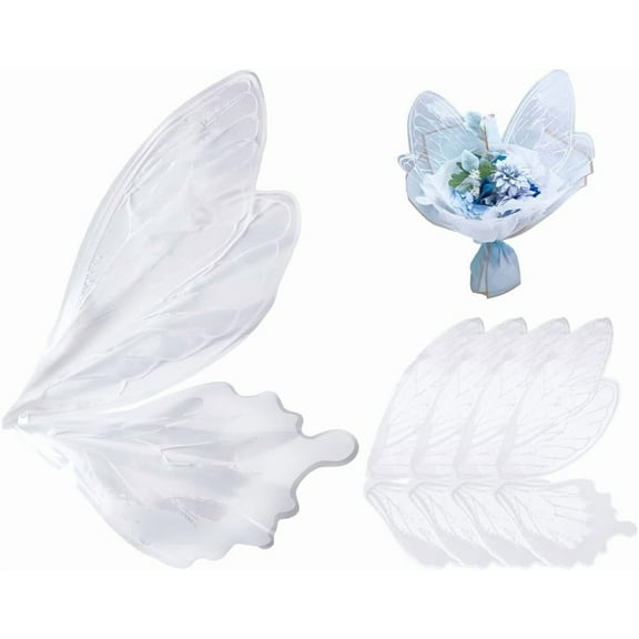 50Pcs Waterproof Butterfly Flower Bouquet Wrapping Paper White Transparent OPP Bouquet Packaging Paper Butterfly Clear Floral Wraps Packaging for Wedding Florist Supplies 58x56cm