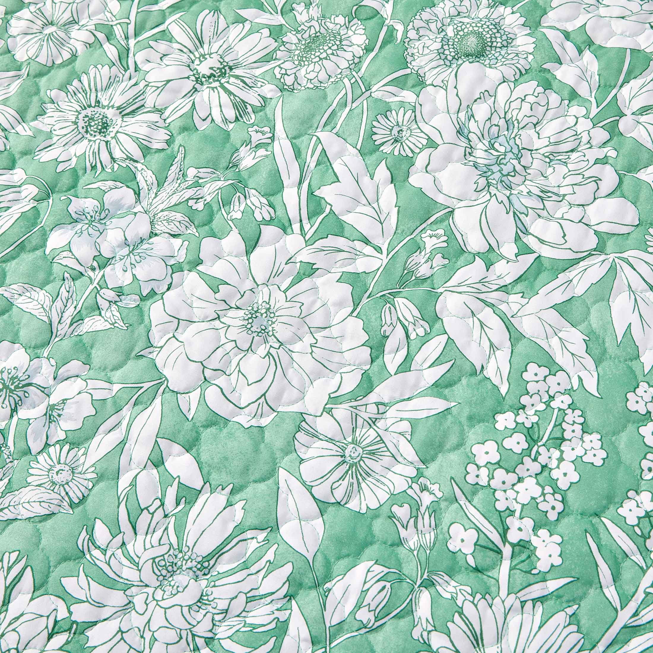 Mainstays Green Floral 3-Piece Quilt Set, Full/Queen