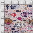 thumbnail image 2 of oneOone Cotton Jersey Fuschia Pink Fabric Asian Block Fish Sewing Material Print Fabric By The Yard 58 Inch Wide, 2 of 4