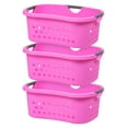 IRIS USA 3Pack Large Plastic Clothes Laundry Basket, Hamper, Pink