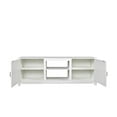 thumbnail image 3 of TV Stand for TV up to 70 Inch, Farmhouse Entertainment Center Console Table with 2 Doors and Open Shelf, Modern Wood Storage Cabinet with Large Storage Space for Living Room, White, 3 of 7