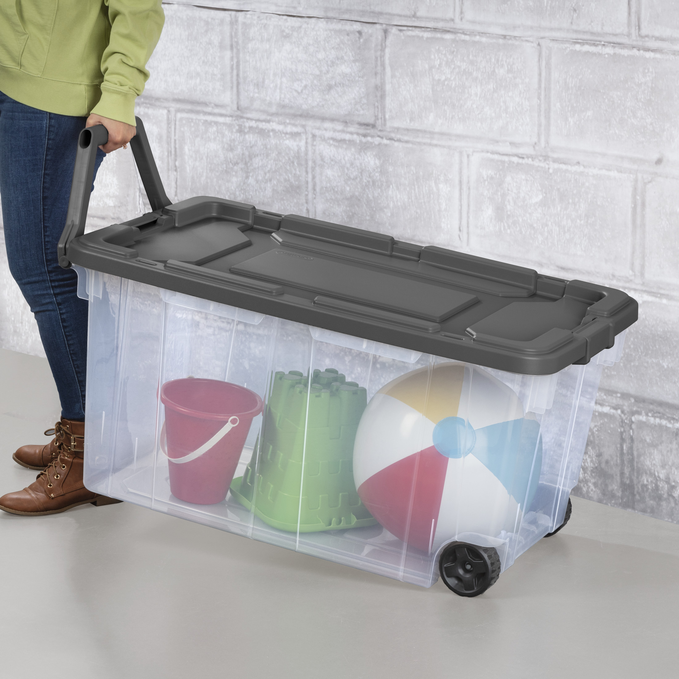 Sterilite 160 Qt Clear Wheeled Storage Bin, Gray photo 5