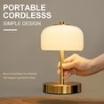 thumbnail image 5 of 9" Cordless Table Lamps Set of 2, Gold Rechargeable Battery Operated Lamp, 3-Way Stepless Dimming Touch Mushroom Lamps, Small Glass Nightlight for Bedroom Dining Table Living Room Shelf Decor, 5 of 8