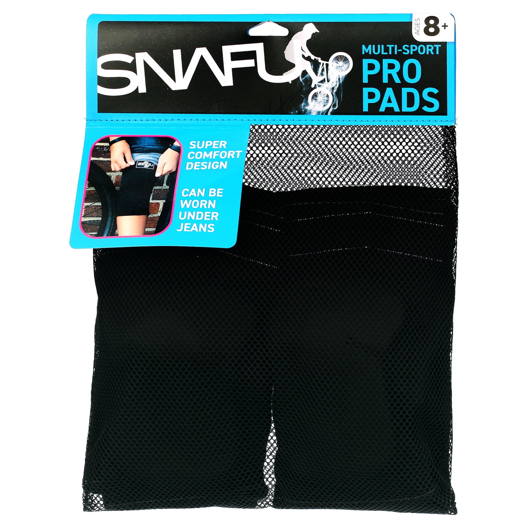 Snafu Multisport Knee and Elbow Pads (Fits Under Pants, Great for Skateboard, Bike, BMX, Scooter, Unisex, Ages 8-14)