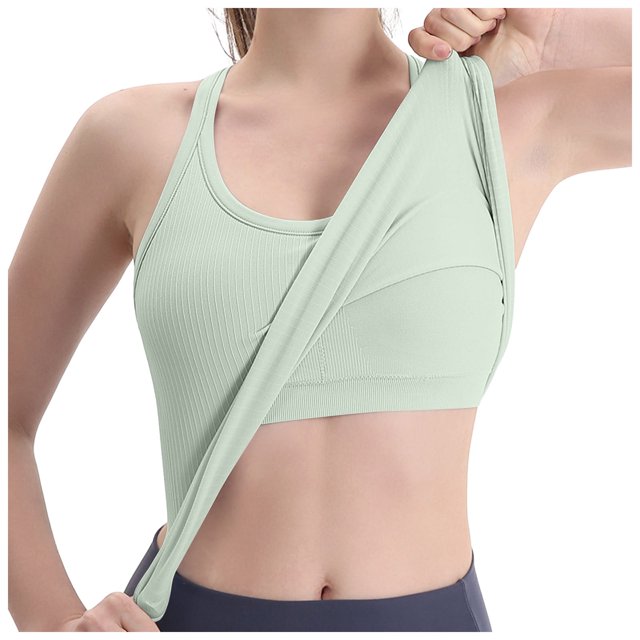 HNMKIU Women Tank Top Ribbed Workout Short Racerback Tank Tops For Women With Built In Bra