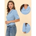 thumbnail image 2 of INSPIRE CHIC Blusa De Manga Corta Con Cuello De Peter Pan Para Mujer Azul S, 2 of 4