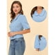thumbnail image 2 of INSPIRE CHIC Blusa De Manga Corta Con Cuello De Peter Pan Para Mujer Azul S, 2 of 4
