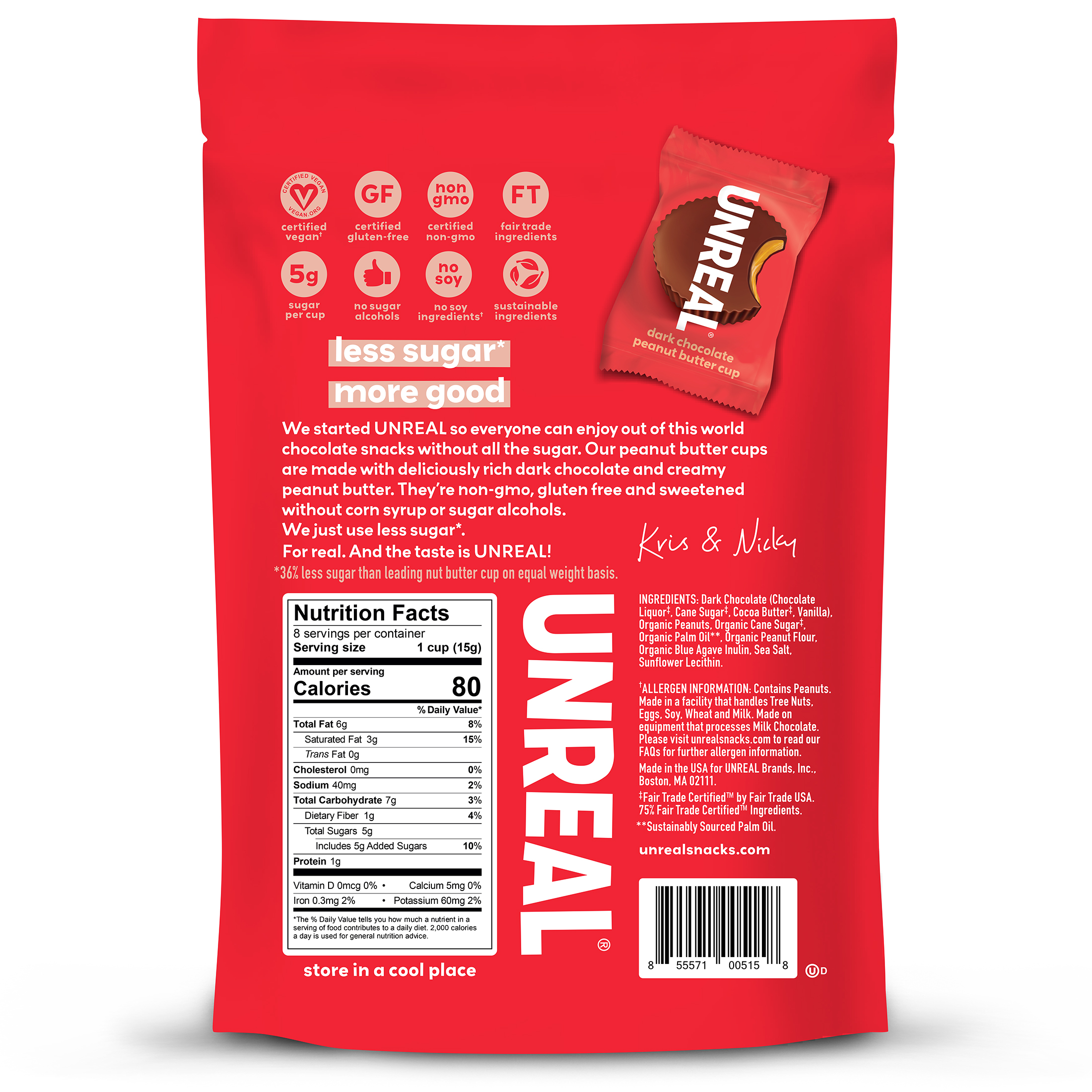 UNREAL Dark Chocolate Peanut Butter Cups, 4.2 oz photo 6