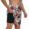 thumbnail image 2 of Fuzoiu Rose Flowers Print Men's Swim Shorts,Quick-Dry Double-Layer Swim Trunks,Board Trunks,Beach Shorts Swimwear Bathing Suits-, 2 of 6