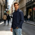 thumbnail image 2 of GrmtClth Mens Dress Shirts Solid Tone Long Sleeve Wrinkle Free Collared Button Down Regular Fit Comfort Business Casual Tops Navy 3XL, 2 of 7