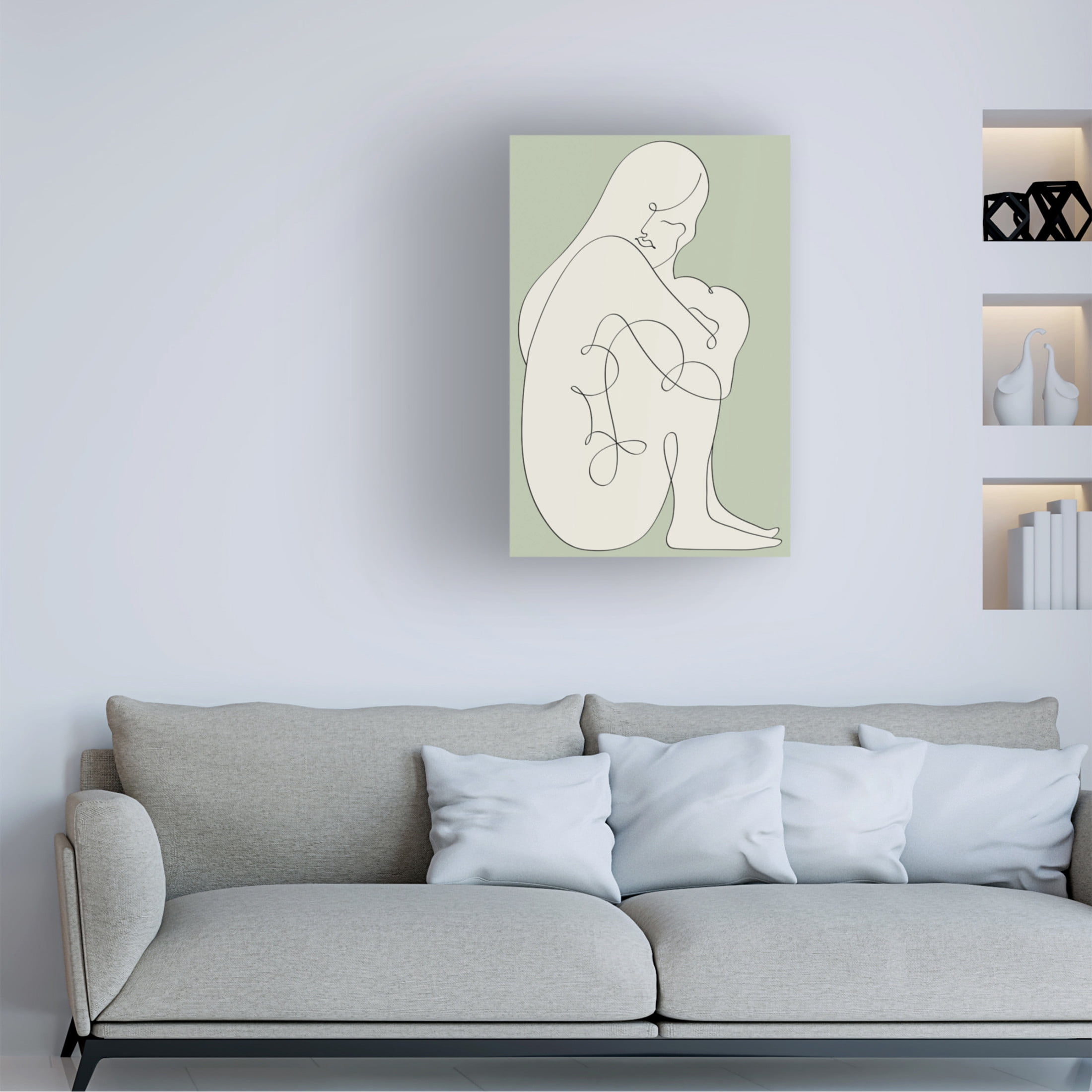 Canvas Wall Art - Pictufy Studio II 'Sitting Woman Green' Wall Art for Living Room, Bedroom, or Office Décor by Trademark Fine Art - 12 x 19 Inches