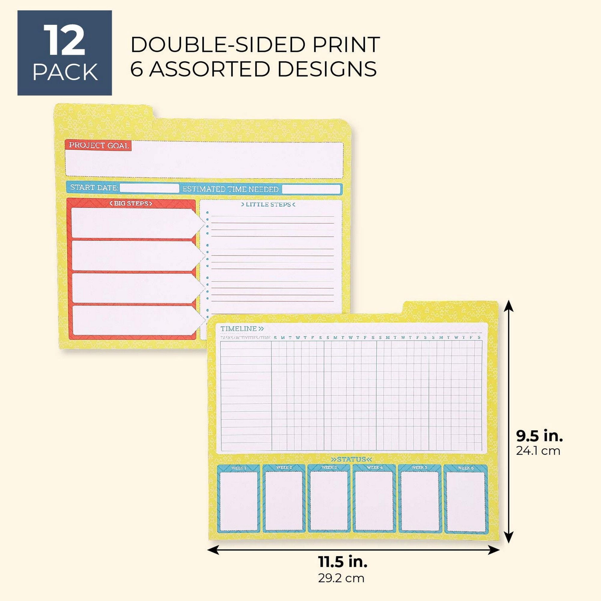 Paper Junkie Project File Folders with Tabs 12 Pack Note Sections