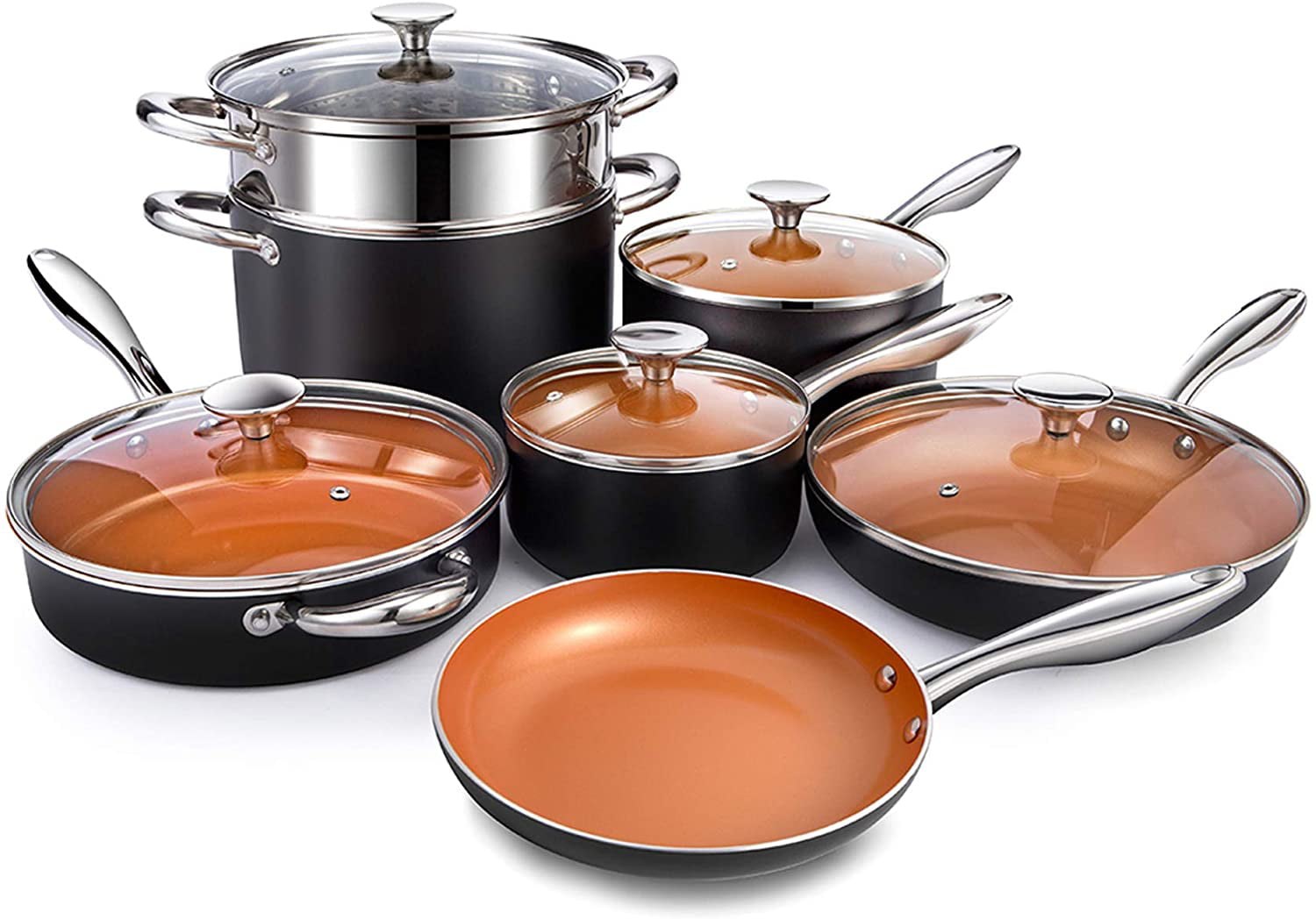 MICHELANGELO Copper Pots and Pans Set Nonstick 20 Piece, Ultra ...